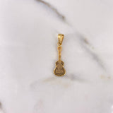 Pendant Guitar 1.15gr / 2.9cm / Black and White Zircons 18K Yellow Gold #