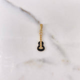 Pendant Guitar 1.15gr / 2.9cm / Black and White Zircons 18K Yellow Gold #