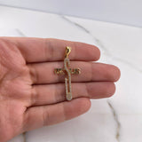 Pendant Jesus Cross 2.5gr / 3.7cm / White Zircons 18K Yellow Gold #