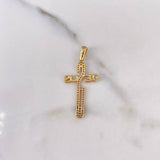 Pendant Jesus Cross 2.5gr / 3.7cm / White Zircons 18K Yellow Gold #