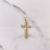 Pendant Jesus Cross 2.5gr / 3.7cm / White Zircons 18K Yellow Gold #