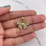 Pendant Heart Butterfly 2.25gr / 1.9cm / White Zircons 18K Yellow Gold #