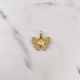 Pendant Heart Butterfly 2.25gr / 1.9cm / White Zircons 18K Yellow Gold #