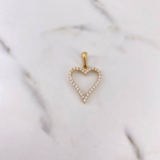 Pendant Heart Silhouette 2.15gr / 3.1cm / White Zirconia 18K Yellow Gold #