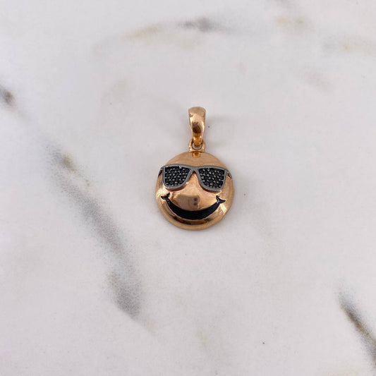 Pendant Emoji Glasses 3.45gr / 2.6cm / Black Zirconia 18K Rose Gold #