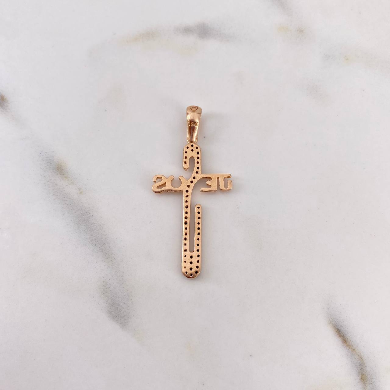 Pendant Jesus Cross 2.45gr / 3.7cm / Black Zirconia 18K Rose Gold #