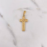 Pendant Rhombus Cross 2.7gr / 3.7cm / White Zircons Two-tone Yellow White 18K #