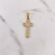 Pendant Rhombus Cross 2.7gr / 3.7cm / White Zircons Two-tone Yellow White 18K #