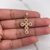 Pendant Cross Tupida 2.25gr / 3cm / White Orange Zircons 18K Yellow Gold &