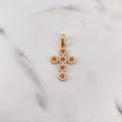 Pendant Cross Tupida 2.25gr / 3cm / White Orange Zircons 18K Yellow Gold &