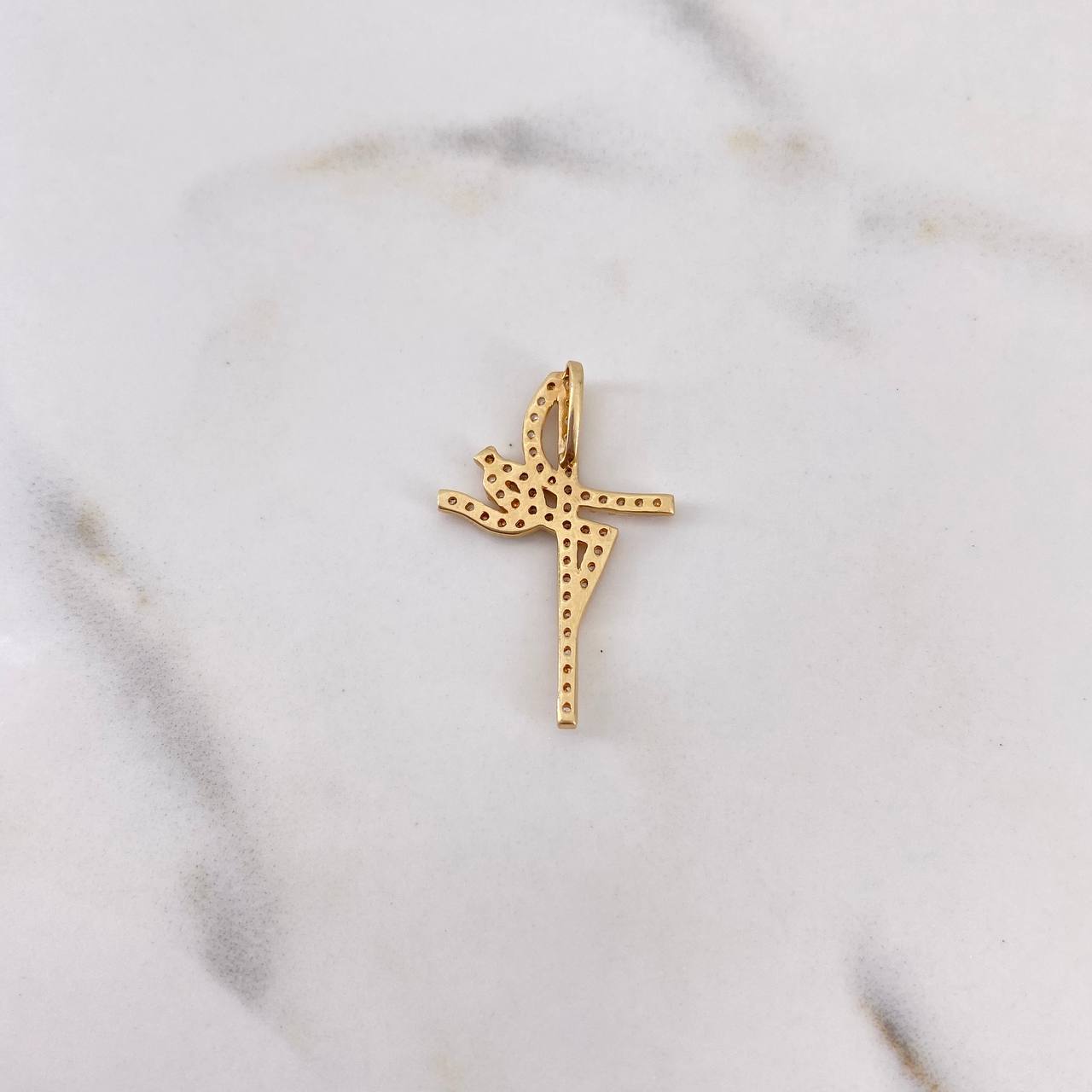 Pendant Cross Faith 1.95gr / 2.8cm / White Zircons 18K Yellow Gold #
