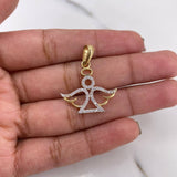 Pendant Angel 2.15gr / 2.8cm / White Zirconia Two-tone Yellow and White Gold 18K #