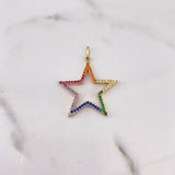 Dije Silueta Estrella 3.05gr / 3.5cm / Circones Colores Oro Amarillo 18K #