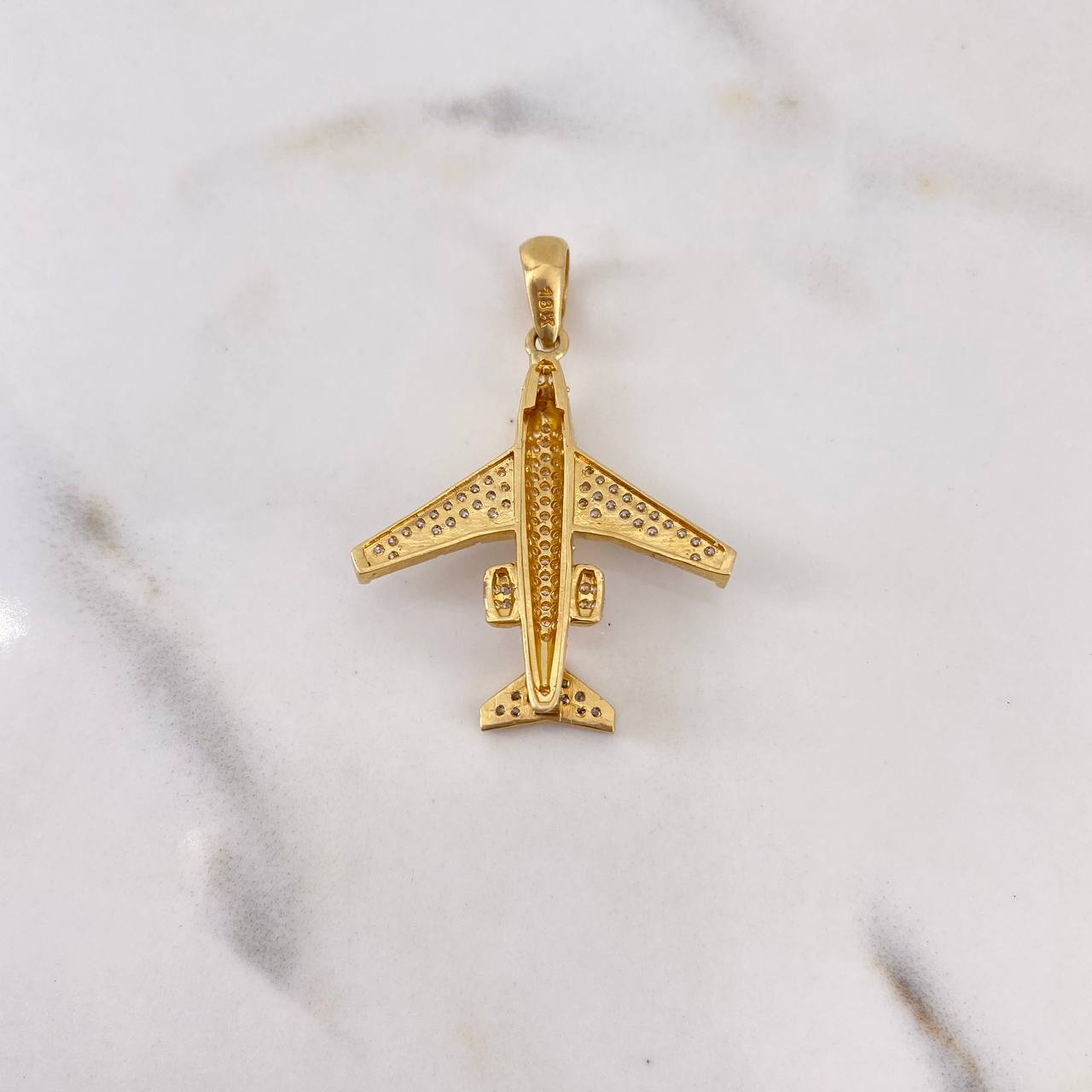 Pendant Airplane 5.1gr / 3.6cm / White Zircons Two 18K Yellow White Gold &