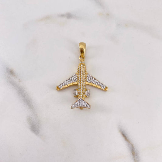 Pendant Airplane 5.1gr / 3.6cm / White Zircons Two 18K Yellow White Gold &