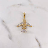 Pendant Airplane 5.1gr / 3.6cm / White Zircons Two 18K Yellow White Gold &