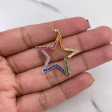 Dije Silueta Estrella 3.05gr / 3.5cm / Circones Colores Oro Amarillo 18K #