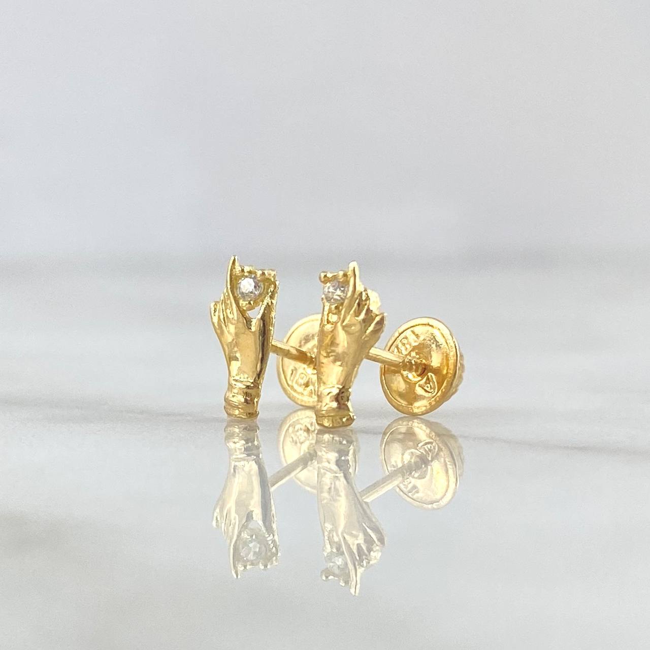 Topos Mano 0.85gr / 9mm Circones Blancos Oro Amarillo 18K