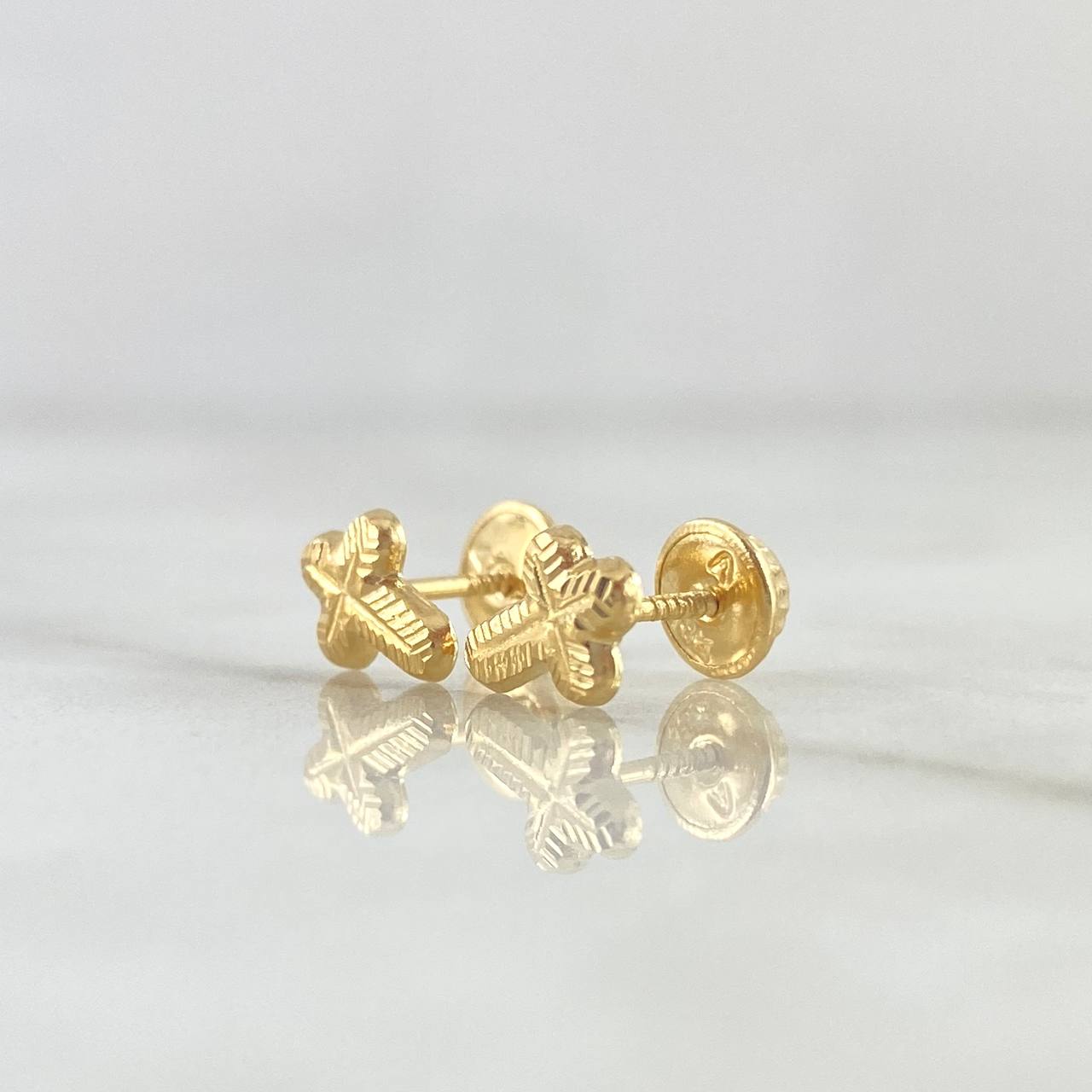 Stud Earrings Crossed Ray 0.7gr / 8mm 18K Yellow Gold *