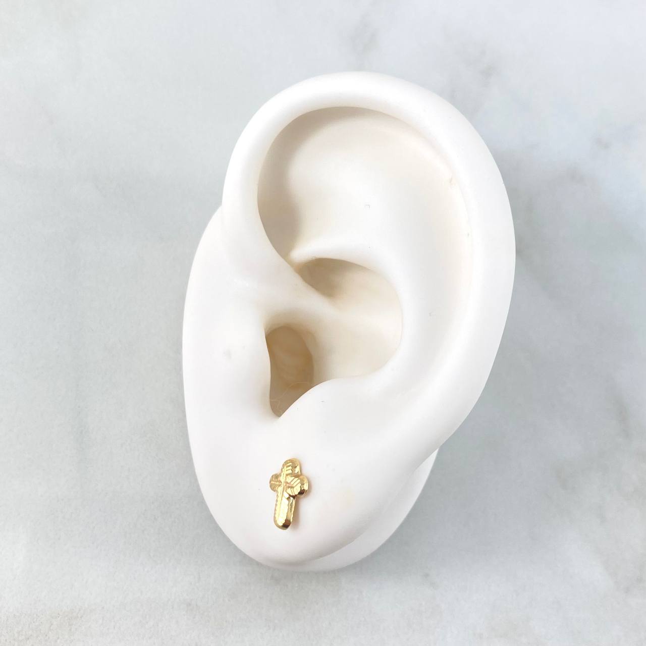 Stud Earrings Crossed Ray 0.7gr / 8mm 18K Yellow Gold *