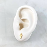 Stud Earrings Crossed Ray 0.7gr / 8mm 18K Yellow Gold *