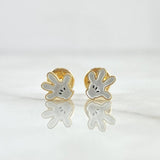 Stud Earrings Cartoon Gloves 0.85gr / 6mm White Resin 18K Yellow Gold *