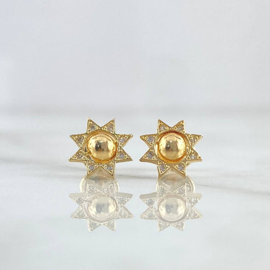 Stud Earrings Sol 1.1gr / 8mm White Cubic Zirconia Yellow Gold 18K