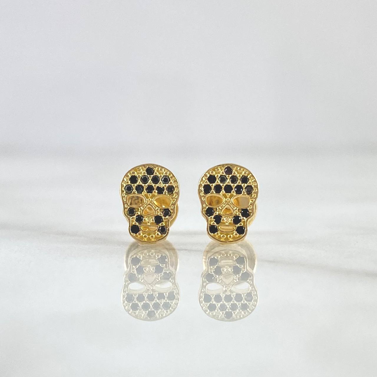 Topos Calavera 1gr / 8mm Circones Negros Oro Amarillo 18K *
