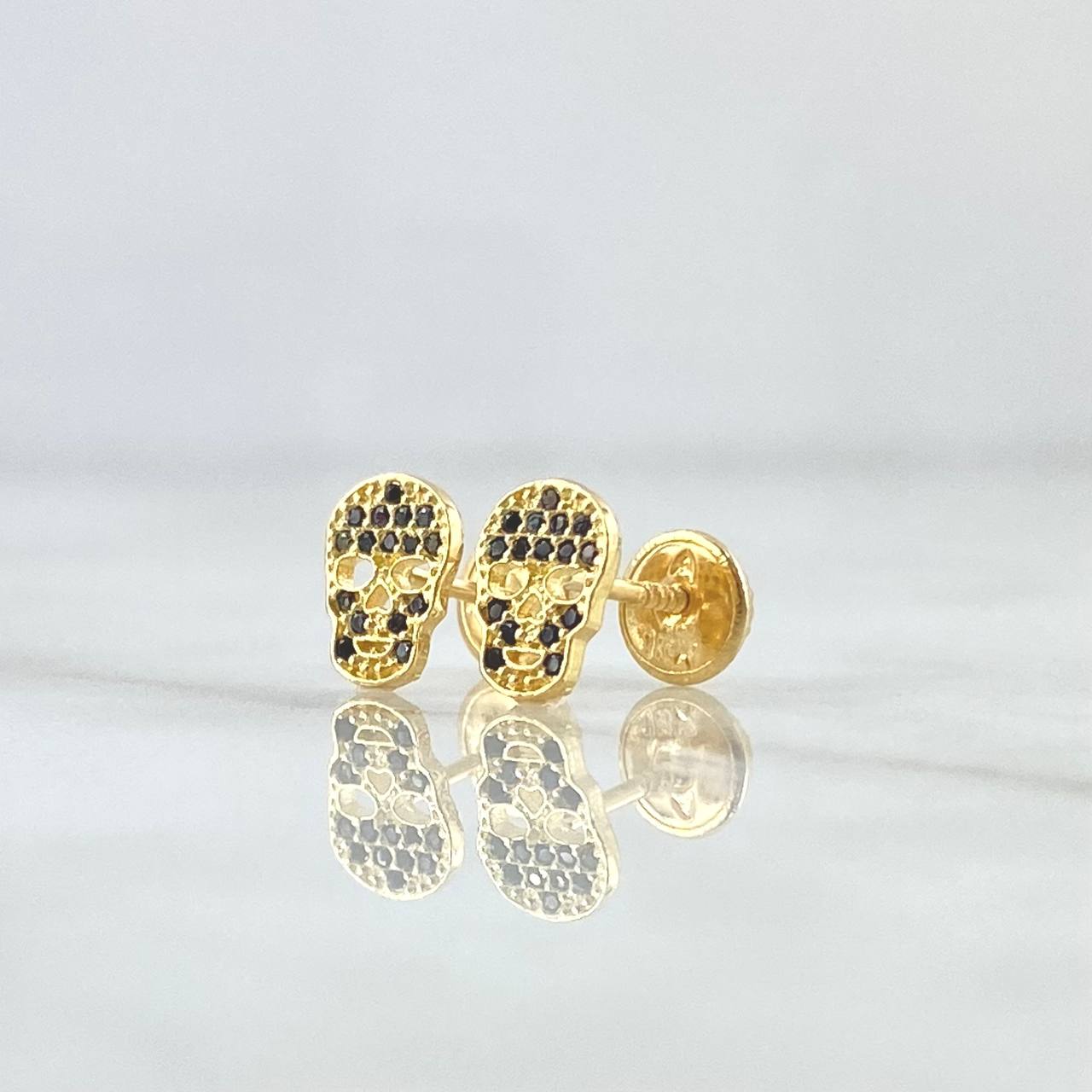 Topos Calavera 1gr / 8mm Circones Negros Oro Amarillo 18K *