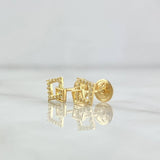 Stud Earrings Overlapping Squares 0.9gr / 8mm White Zircons 18K Yellow Gold
