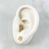 Stud Earrings Overlapping Squares 0.85gr / 8mm White Zircons 18K Yellow Gold