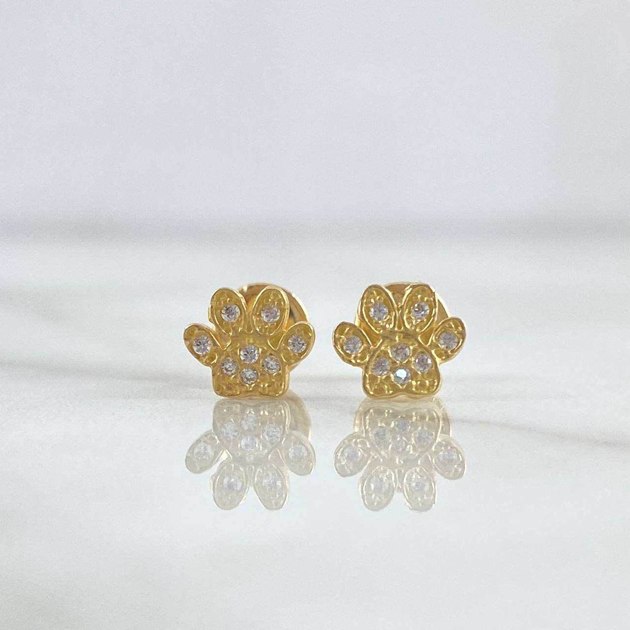 Stud Earrings Prints 1gr / 6mm White Zircons 18K Yellow Gold