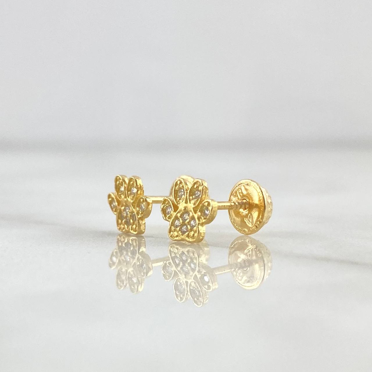 Stud Earrings Prints 1gr / 6mm White Zircons 18K Yellow Gold