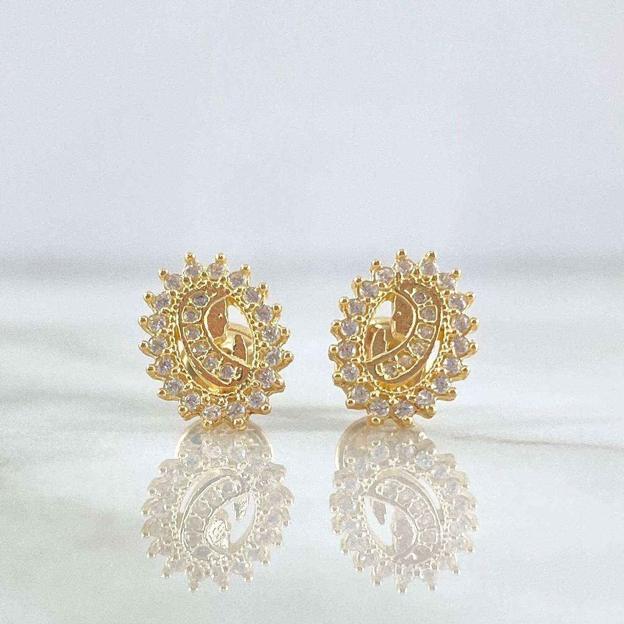 Topos Virgen Maria 1.6gr / 10mm Circones Blancos Oro Amarillo 18K