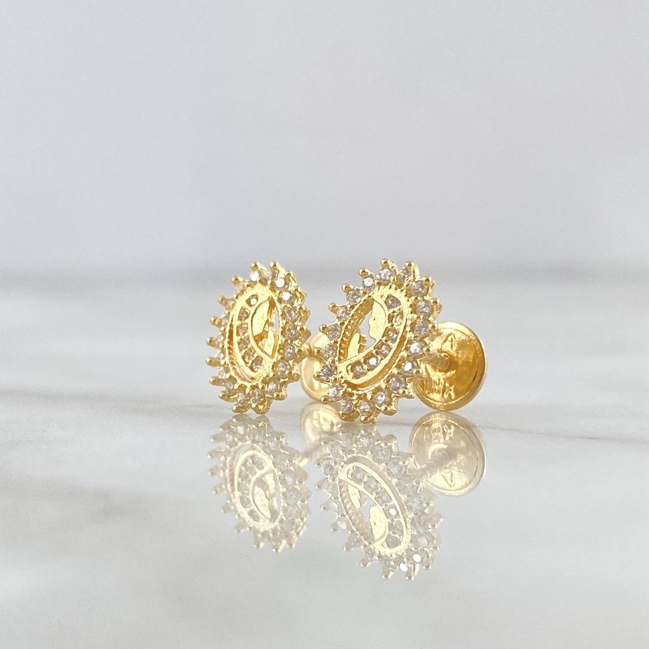 Topos Virgen Maria 1.6gr / 10mm Circones Blancos Oro Amarillo 18K