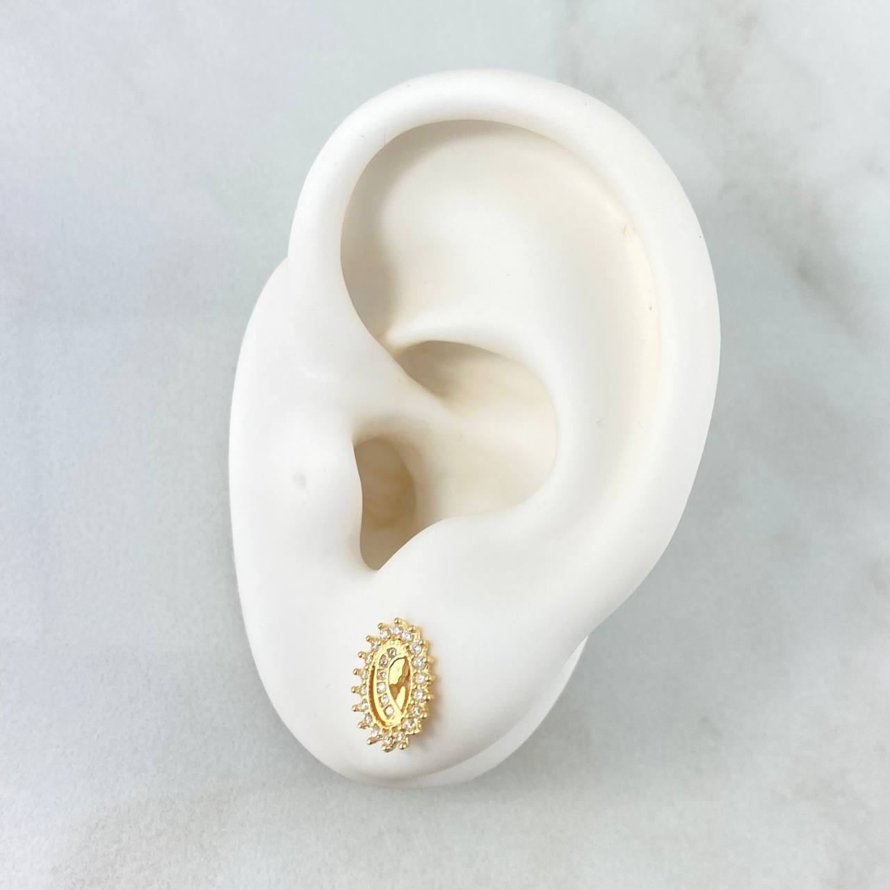 Topos Virgen Maria 1.6gr / 10mm Circones Blancos Oro Amarillo 18K