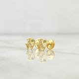 Topos Pez 0.8gr / 7mm Circones Blancos - Ojos Verdes Oro Amarillo 18K