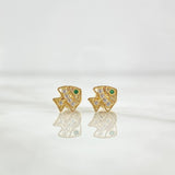 Topos Pez 0.8gr / 7mm Circones Blancos - Ojos Verdes Oro Amarillo 18K