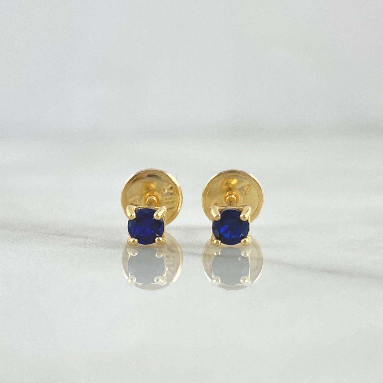 Topos Caja 0.7gr / 3mm Circones Azules Oro Amarillo 18K (Joya)