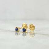 Topos Caja 0.7gr / 3mm Circones Azules Oro Amarillo 18K (Joya)