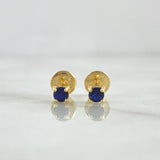Topos Caja 0.7gr / 3mm Circones Azules Oro Amarillo 18K (Joya)