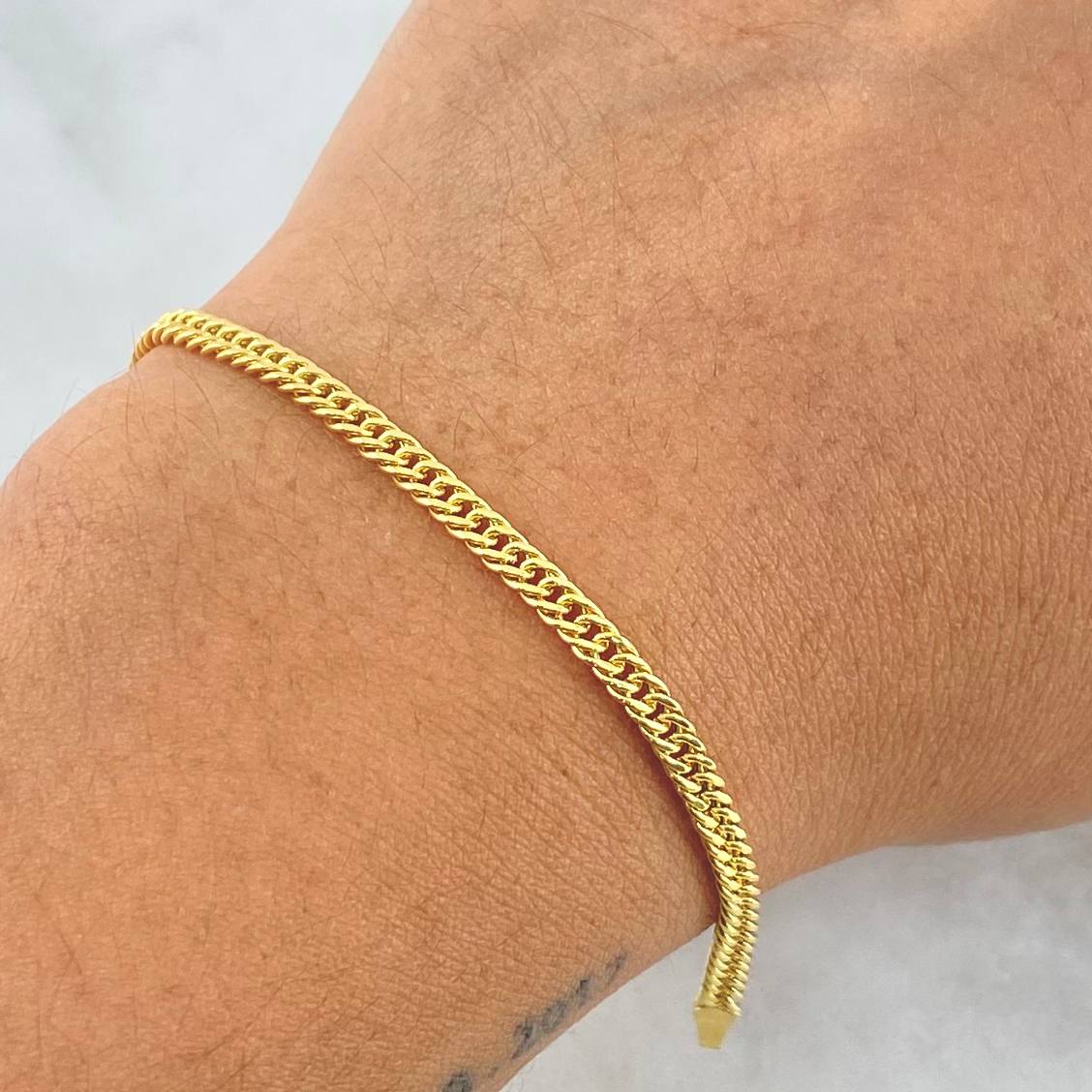 Reticulated Cuban Links Bracelet 3gr / 8 in / 3mm Yellow Gold +3 18K ©