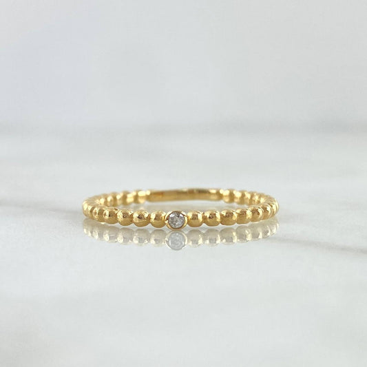 Ring Solitaire Bezel Spheres 1.6gr / Size 7 / White Zircon Yellow Gold 18K ©