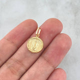 Dije Virgen Guadalupe 0.8gr / 2cm / Lisa - Circulo Texturizado Oro Amarillo 18K *