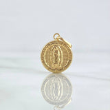 Dije Virgen Guadalupe 0.8gr / 2cm / Lisa - Circulo Texturizado Oro Amarillo 18K *
