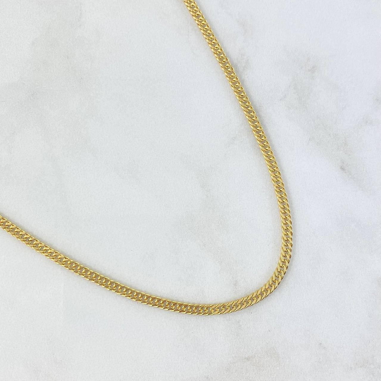 Cadena Cubana Reticulada 7.4gr / 23 1/2 in / Oro Amarillo +3 18K