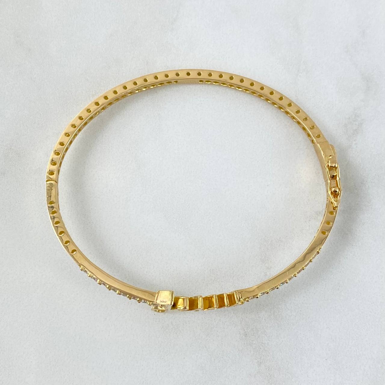 Bracelet Jesus Hoop 11.95gr / 17cm / 3mm White Zirconia 18K Yellow Gold ©