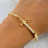 Bracelet Jesus Hoop 11.95gr / 17cm / 3mm White Zirconia 18K Yellow Gold ©