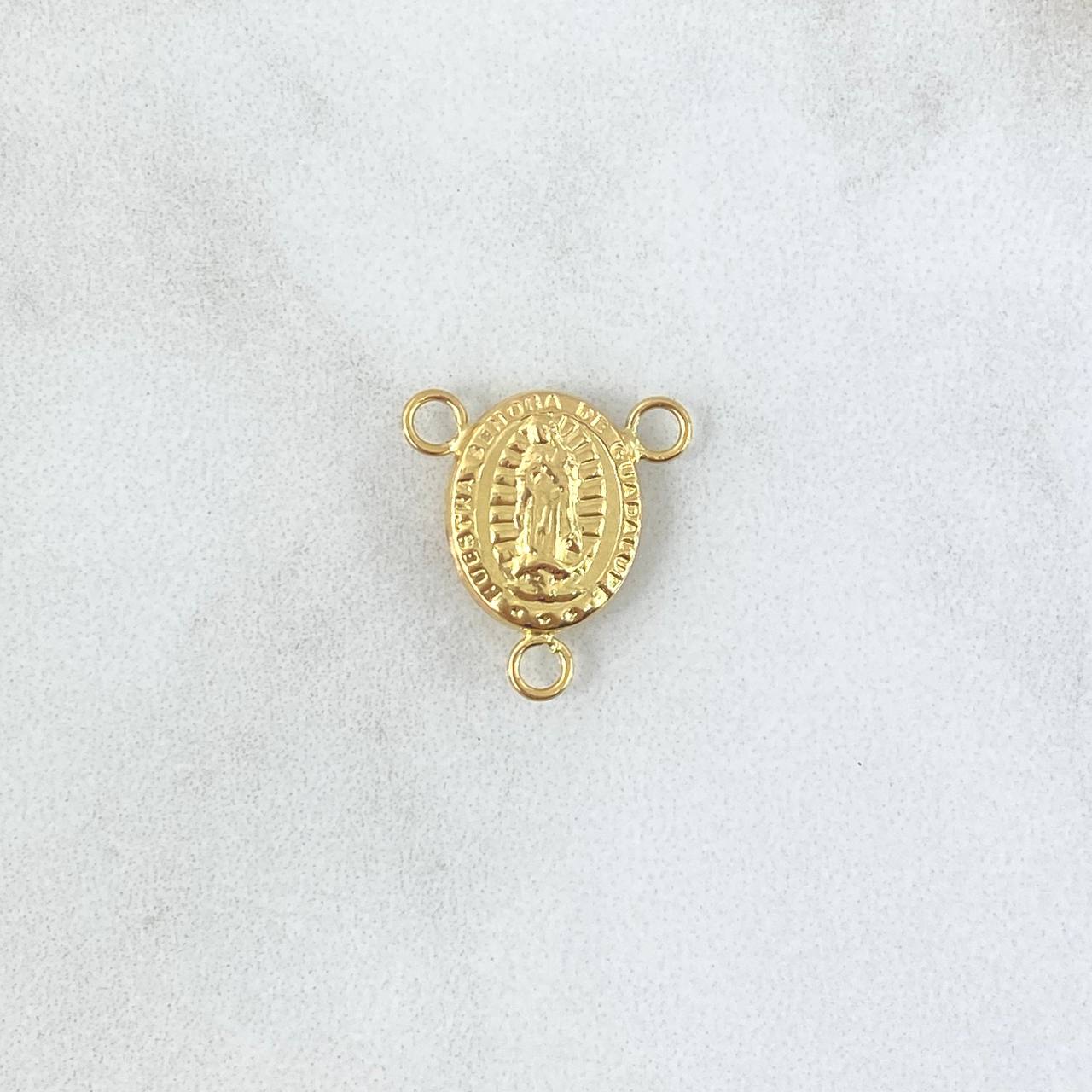 Charm Crucero Virgen Guadalupe 0.6gr / 1.5cm / Oval - Matte - Polished - 18K Yellow Gold Stamped