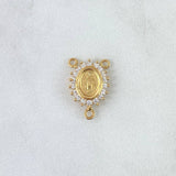 Charm Crucero Virgen Milagrosa 1.3gr / 1.6cm / White Zircons 18K Yellow Gold